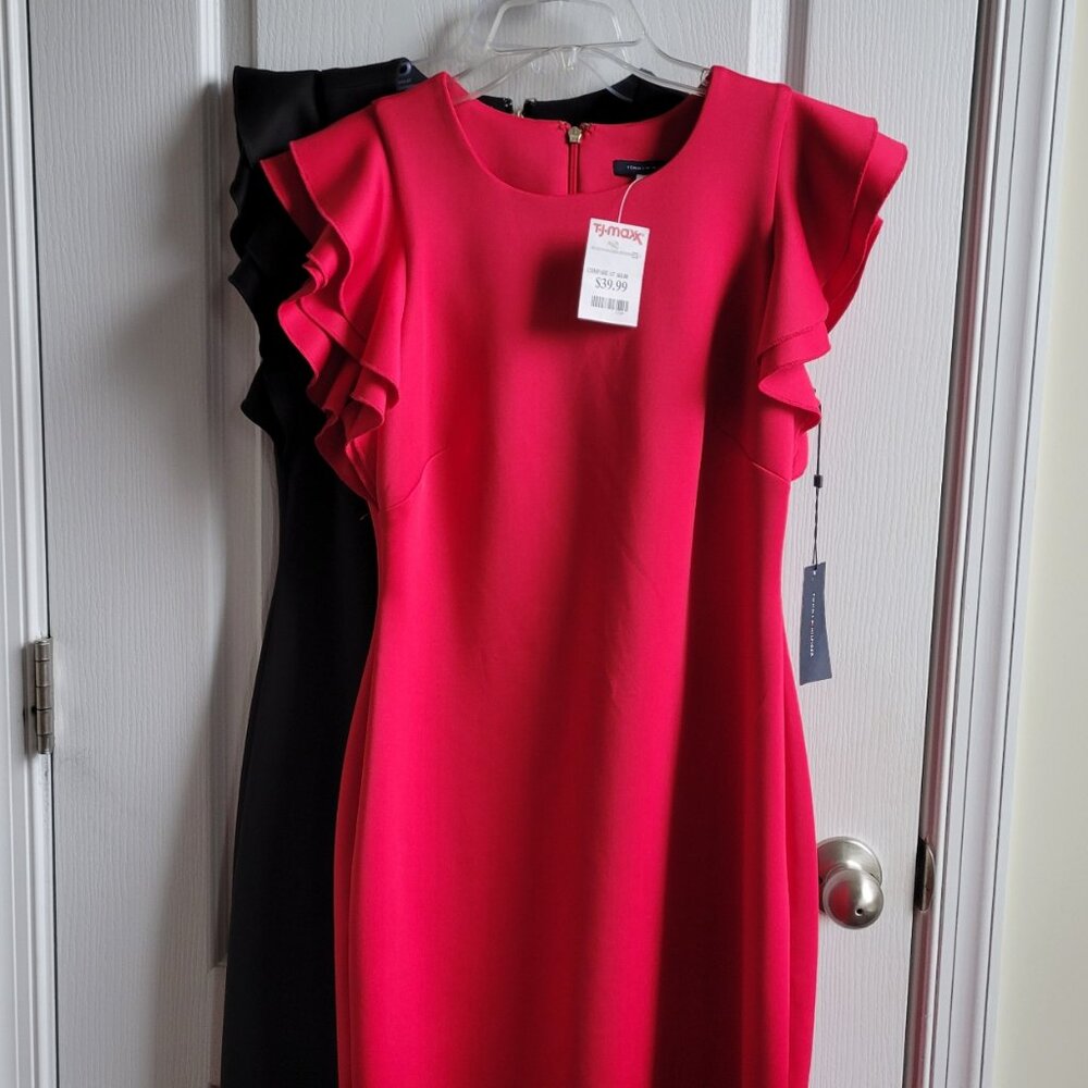 2 Tommy Hilfiger Cocktail Dresses (Size 6 Red and Black) Tags on